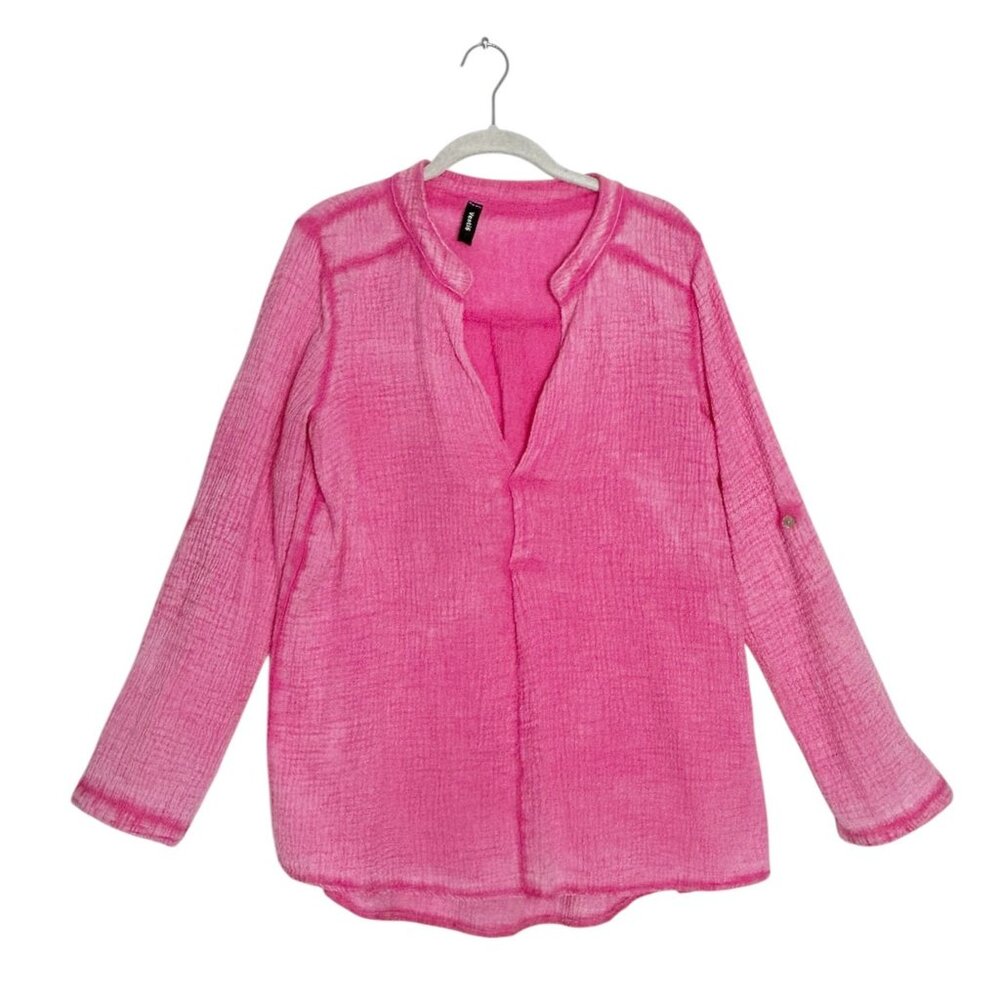 Venti6 Italy Women's Pullover Loose Fit Long Sleeve Top in Pink - Sz S